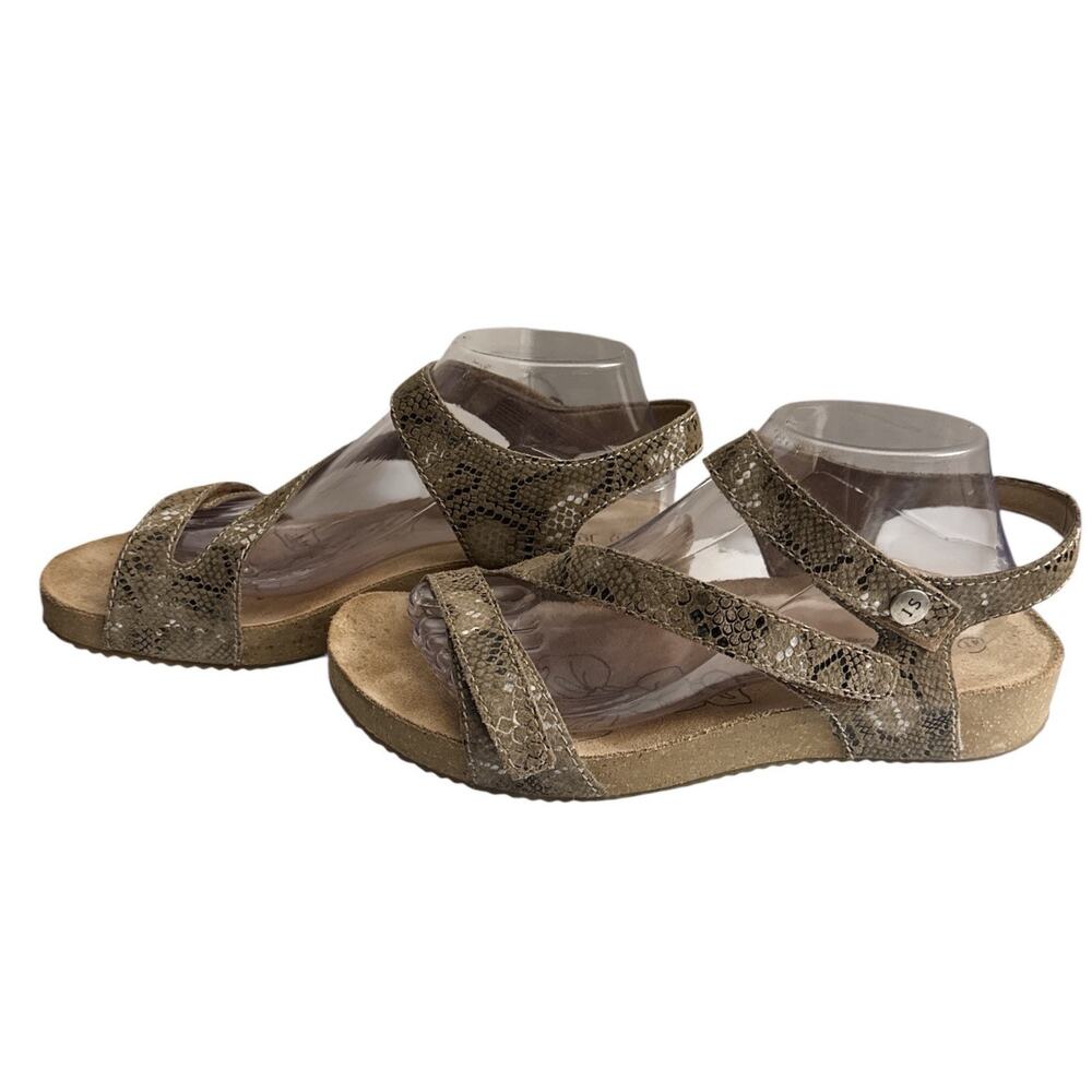 Josef Seibel Sandals Tonga 25 Brown Snakeskin Leather Cork 41 US 10-10.5 Comfort